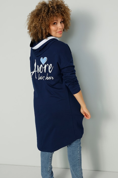 Long-Hoodie, oversized, Rückenprint AMORE