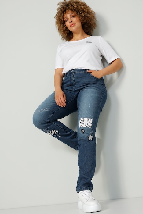 Jeans, Slim Fit, Patches, 5-Pocket