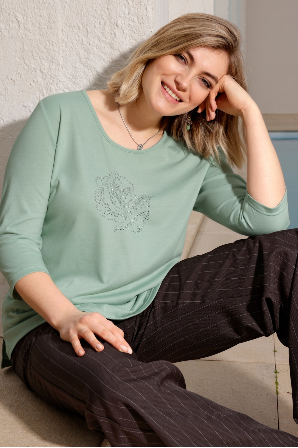 Große Größen T-Shirt, Damen, grün, Größe: 44, Polyester/Baumwolle, Ulla Popken