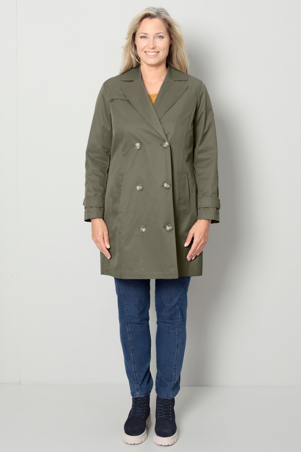 Große Größen Trenchcoat, Damen, grün, Größe: 44, Baumwolle/Polyester, Ulla Popken