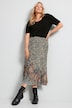 Leopard Print Border Hem Pleated Elastic Waist Skirt