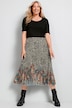 Leopard Print Border Hem Pleated Elastic Waist Skirt