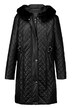 Kabát koženého vzhledu, přiléhavý, diamantové prošívání, kapuce