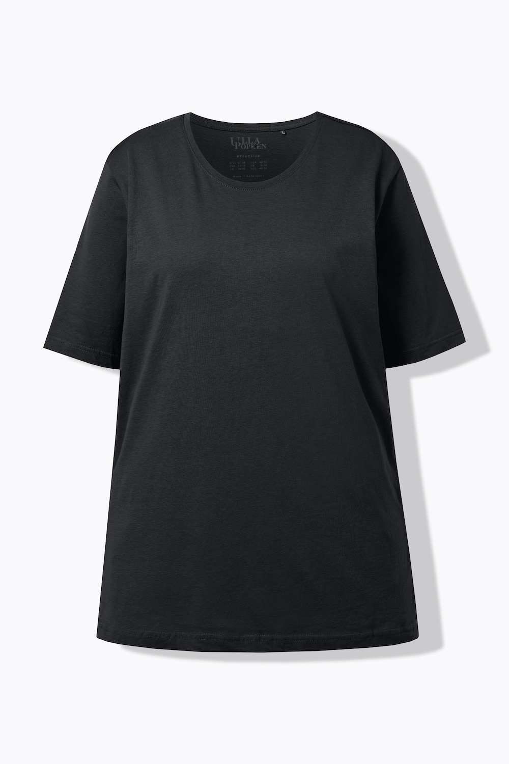 Stora storlekar T-shirt med rund hals, Dam, svart, storlek: 58/60, Bomull, Ulla Popken