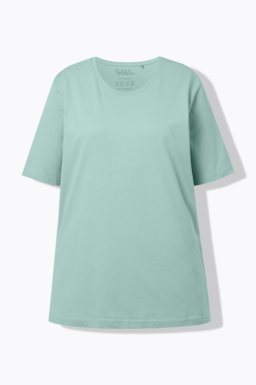 Stora storlekar T-shirt med rund hals, Dam, turkos, storlek: 50/52, Bomull, Ulla Popken