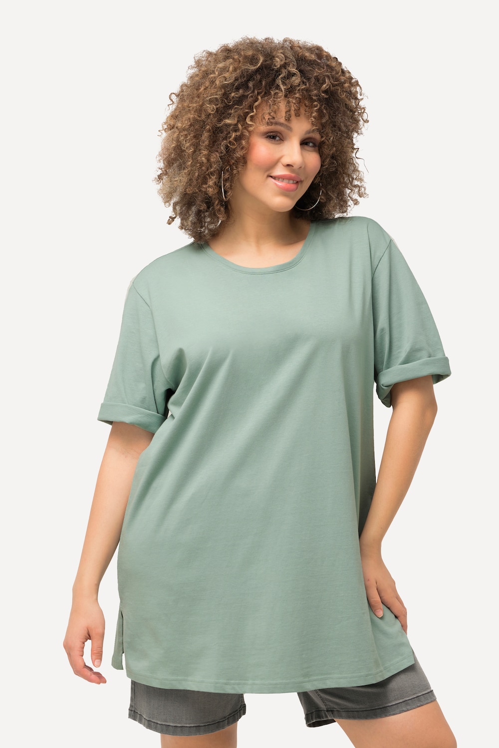 Grote Maten T-shirt, Dames, turquoise, Maat: 50/52, Katoen/Viscose, Ulla Popken