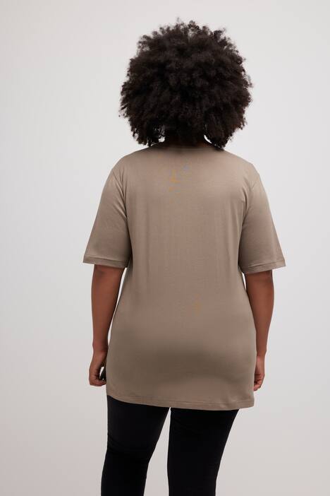 T-shirt med rund hals, ledig passform, halvlång ärm