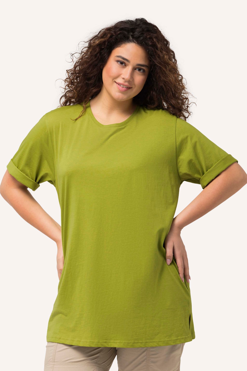 Grote Maten T-Shirt, Dames, groen, Maat: 58/60, Katoen/Viscose, Ulla Popken