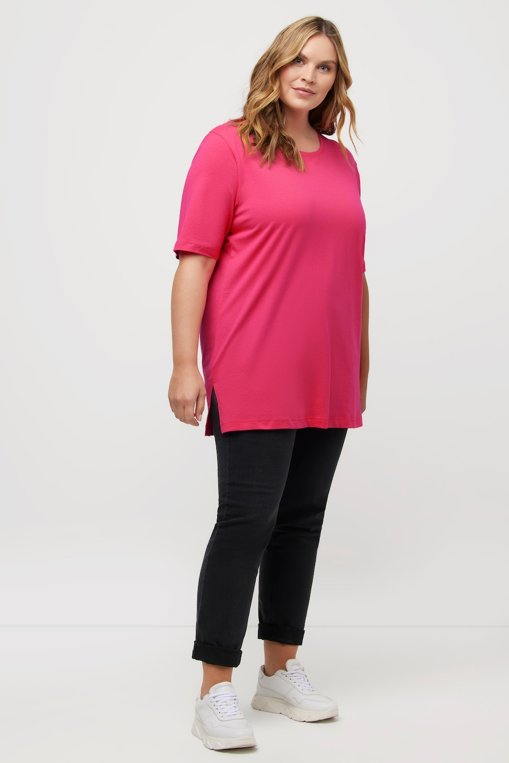 Grote Maten T-shirt, Dames, roze, Maat: 46/48, Katoen/Viscose, Ulla Popken