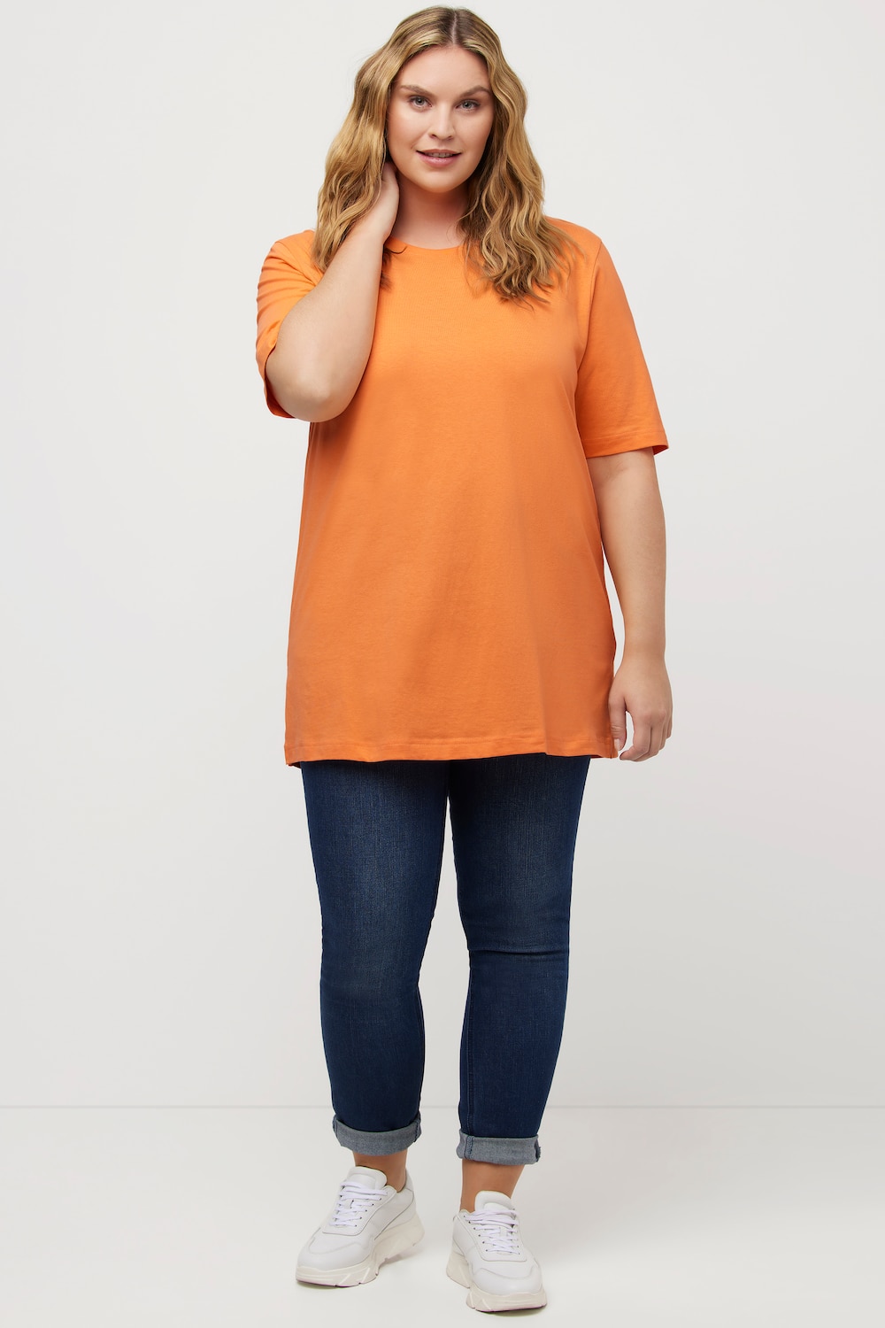 Grote Maten T-shirt, Dames, oranje, Maat: 58/60, Katoen/Viscose, Ulla Popken