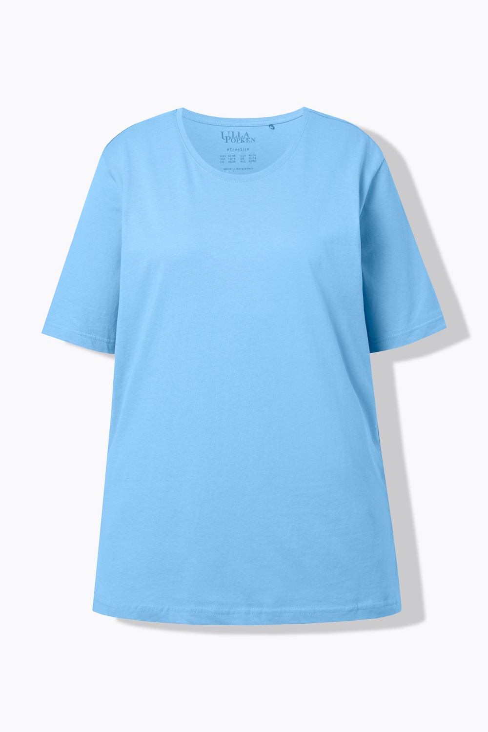 Stora storlekar T-shirt med rund hals, Dam, blå, storlek: 50/52, Bomull, Ulla Popken