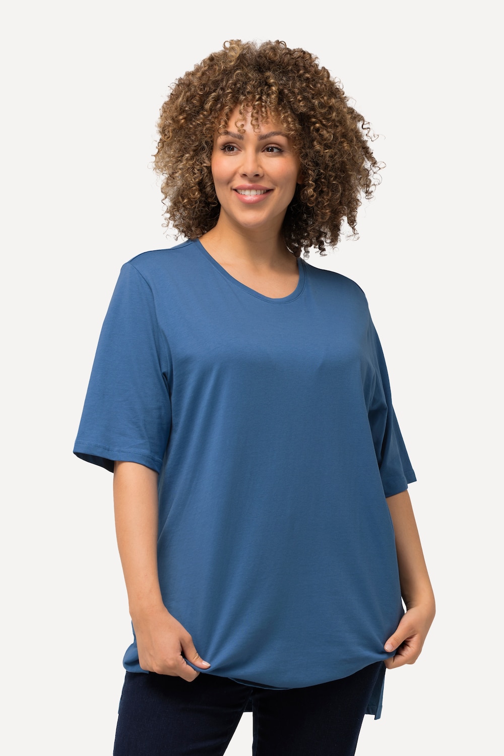 Grote Maten T-shirt, Dames, blauw, Maat: 58/60, Ulla Popken