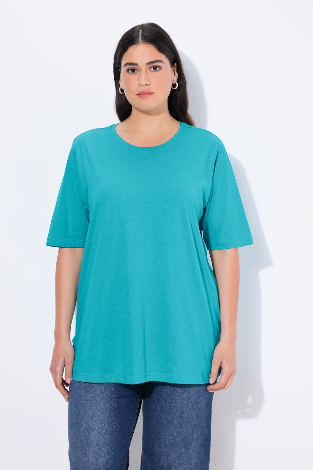 Große Größen T-Shirt, Damen, türkis, Größe: 46/48, Baumwolle/Viskose, Ulla Popken