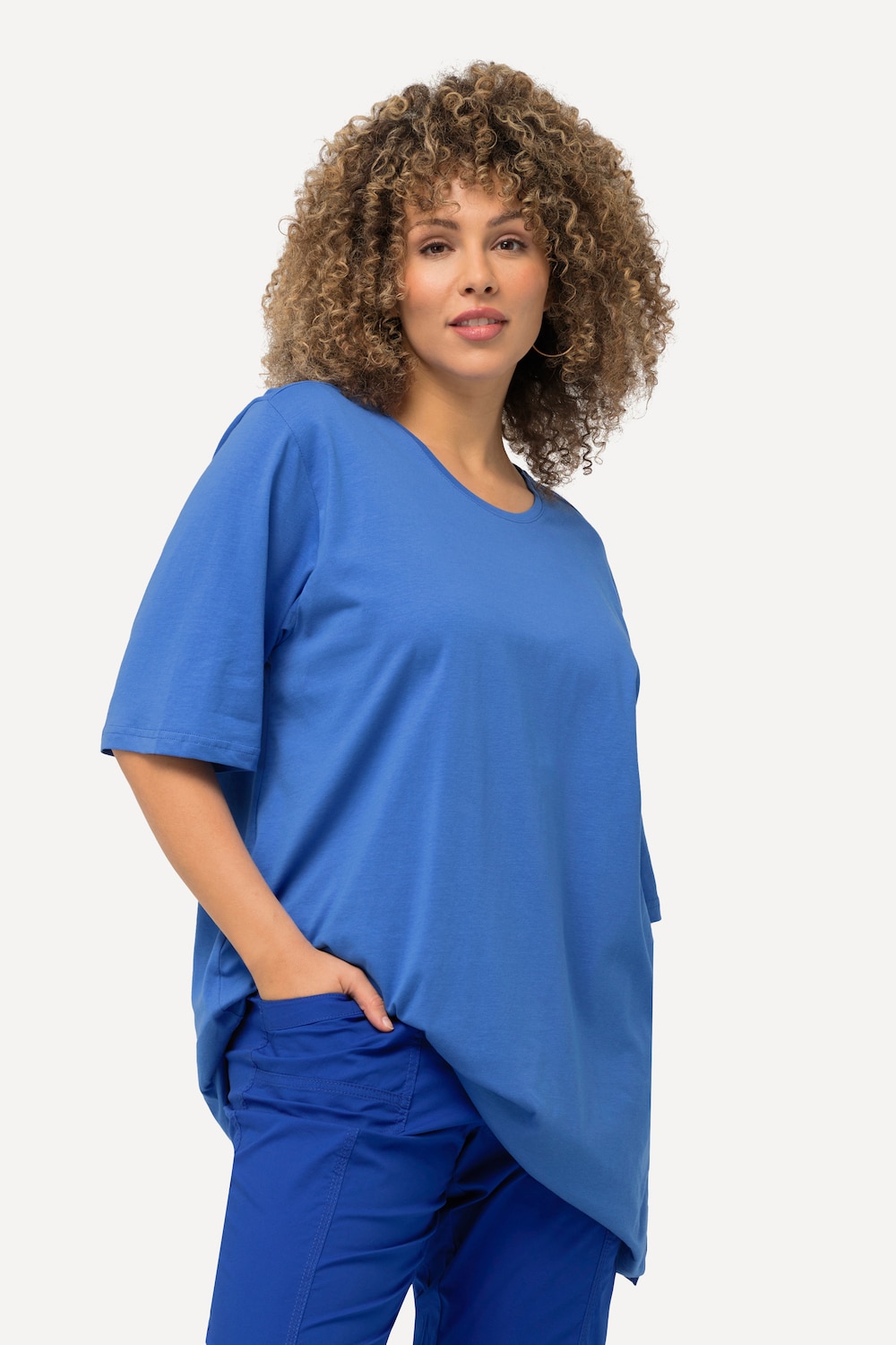 Grote Maten T-shirt, Dames, blauw, Maat: 42/44, Katoen, Ulla Popken
