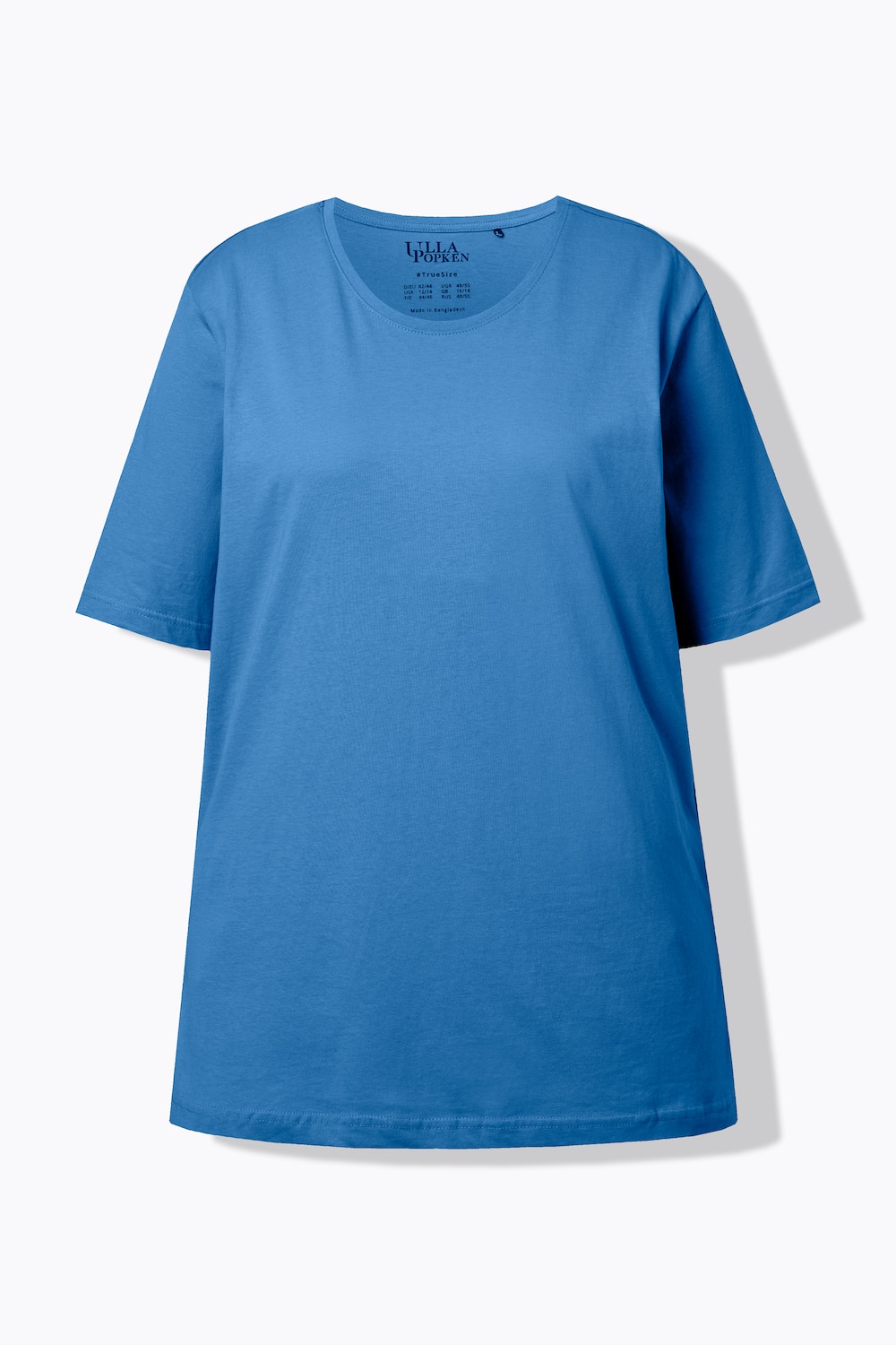 Stora storlekar T-shirt med rund hals, Dam, blå, storlek: 50/52, Bomull/Viskos, Ulla Popken