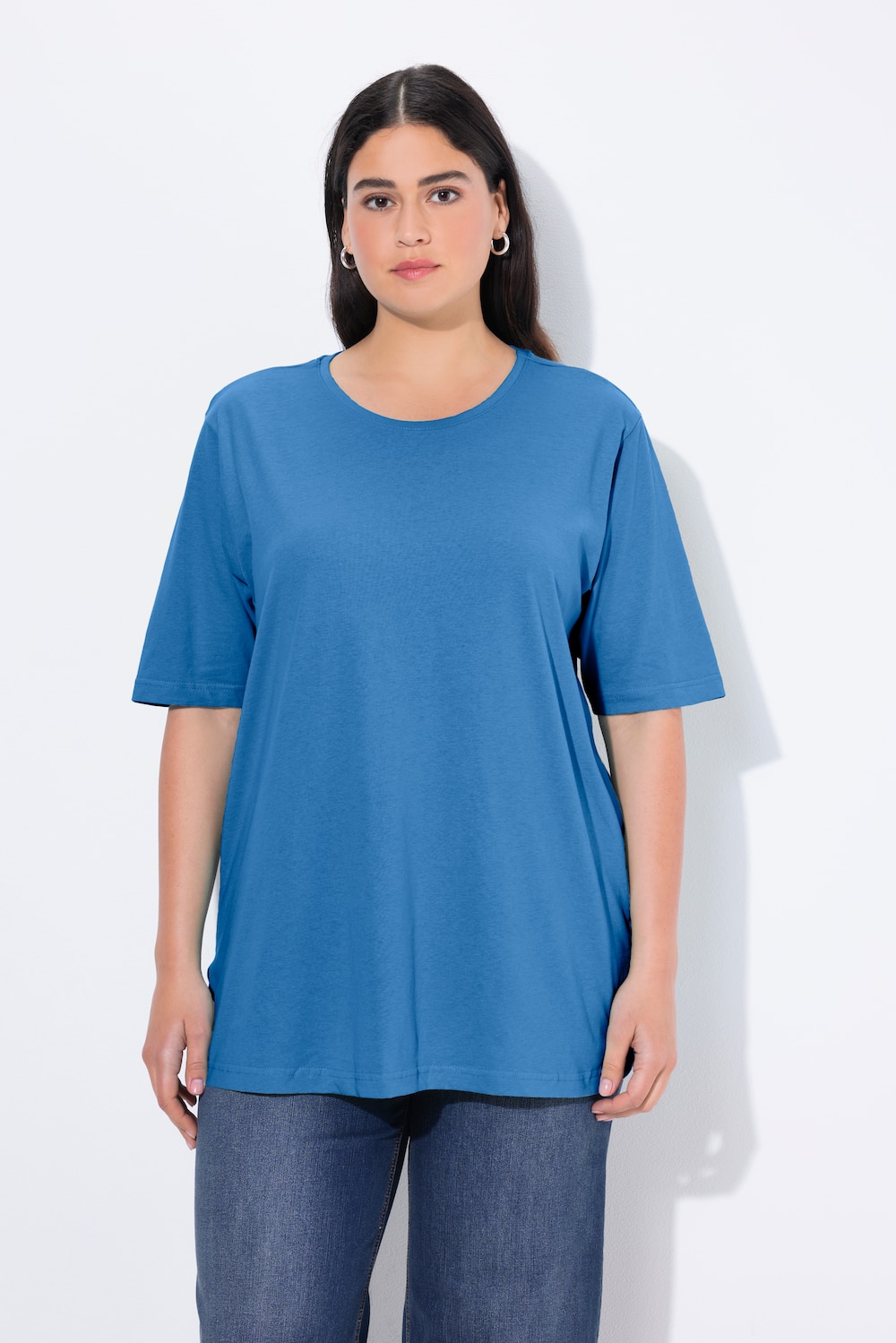 Große Größen T-Shirt, Damen, blau, Größe: 46/48, Baumwolle/Viskose, Ulla Popken