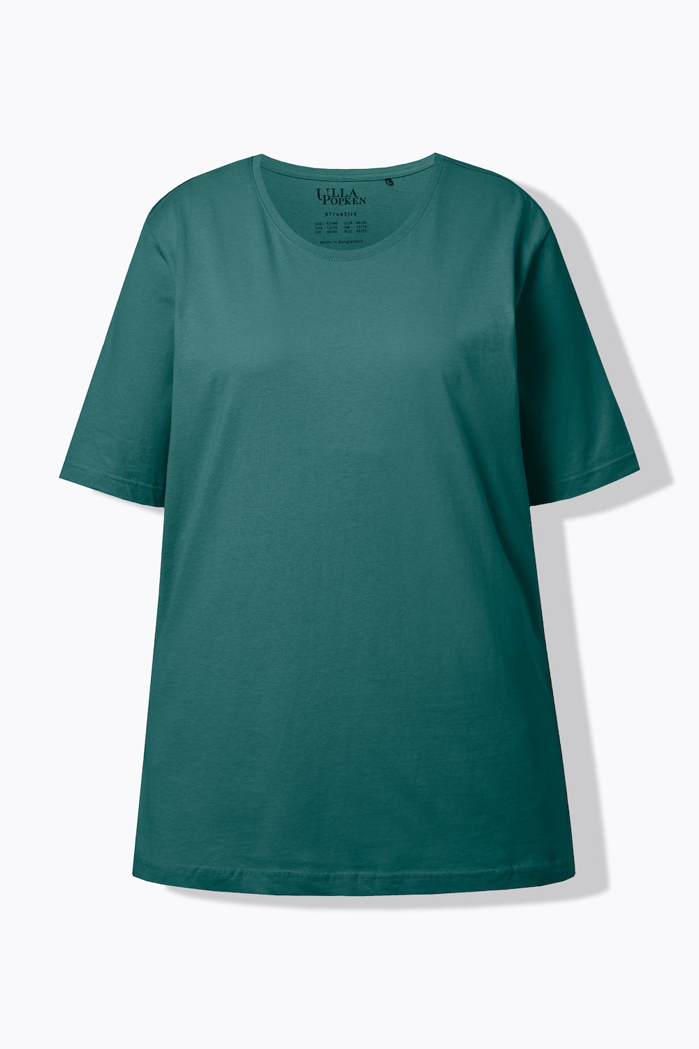 Stora storlekar T-shirt med rund hals, Dam, turkos, storlek: 54/56, Bomull/Viskos, Ulla Popken