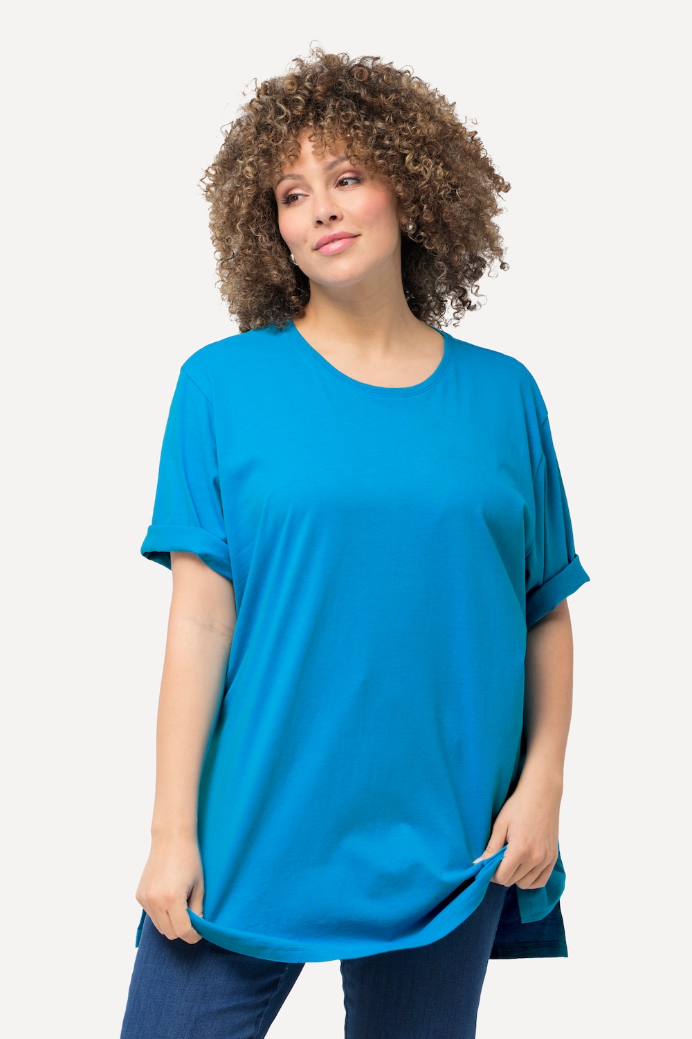 Große Größen T-Shirt, Damen, türkis, Größe: 66/68, Baumwolle, Ulla Popken