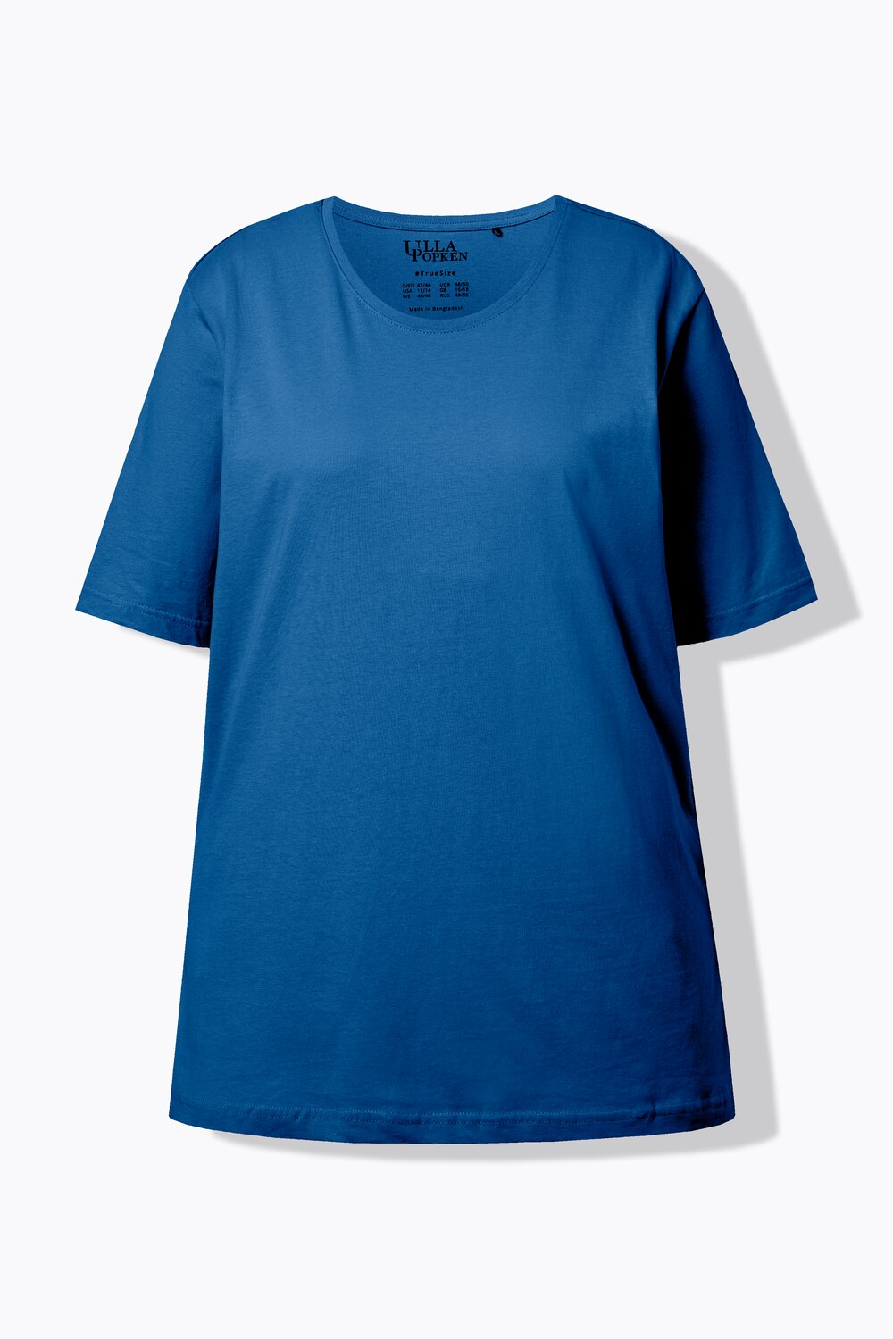 Stora storlekar T-shirt med rund hals, Dam, blå, storlek: 50/52, Bomull/Viskos, Ulla Popken