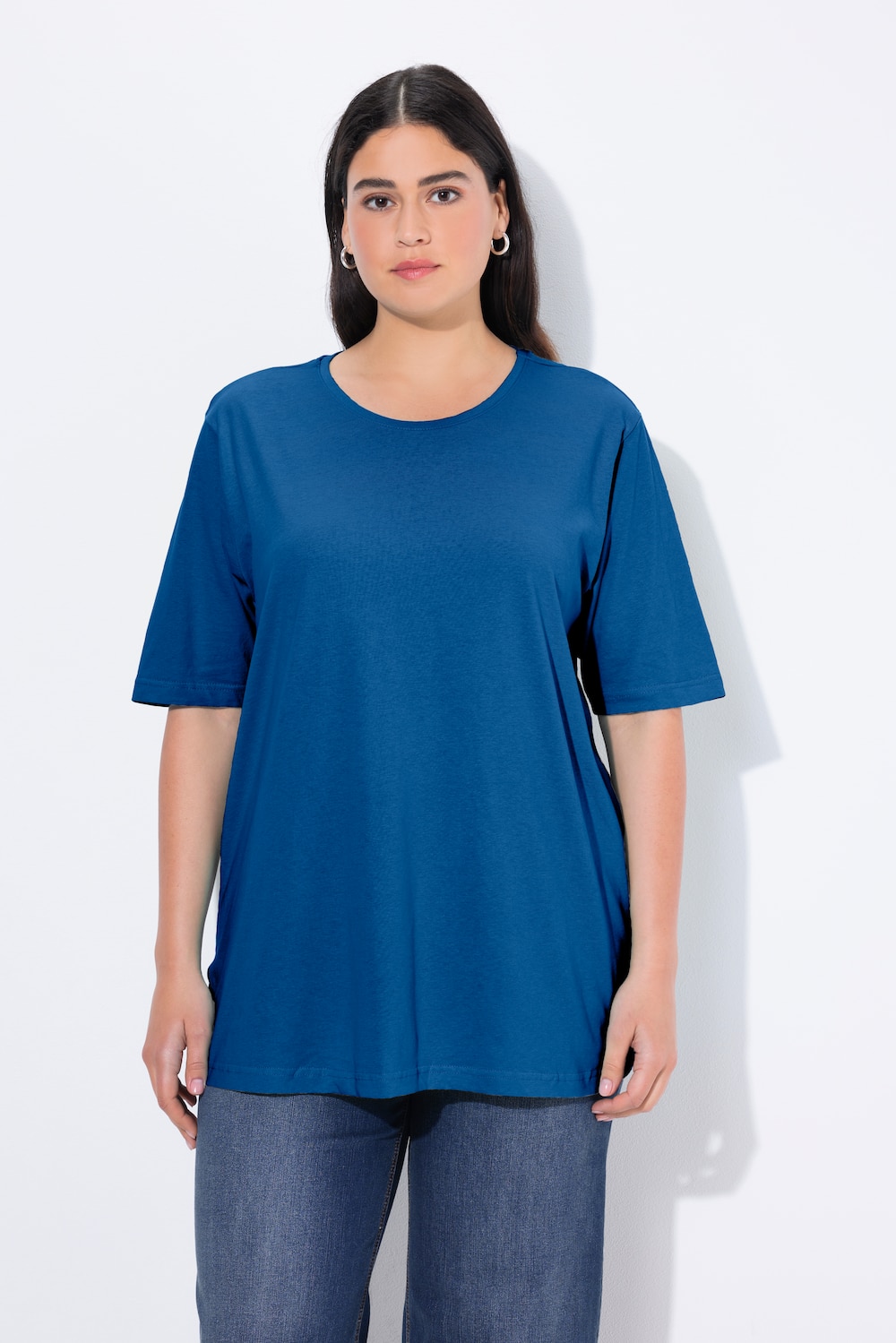 Große Größen T-Shirt, Damen, blau, Größe: 50/52, Baumwolle/Viskose, Ulla Popken