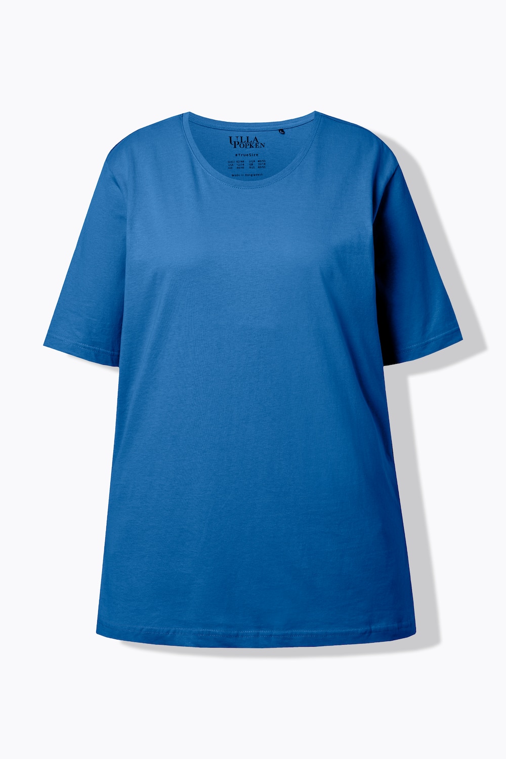 Stora storlekar T-shirt med rund hals, Dam, blå, storlek: 46/48, Bomull, Ulla Popken