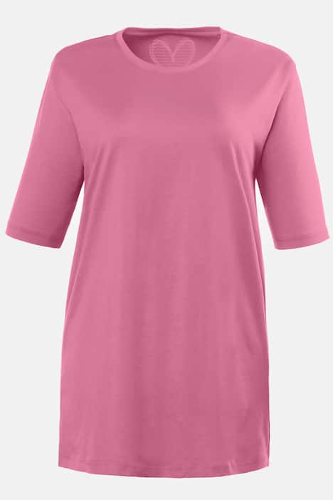 T-shirt, okrągły dekolt, luźny krój, rękaw 1/2