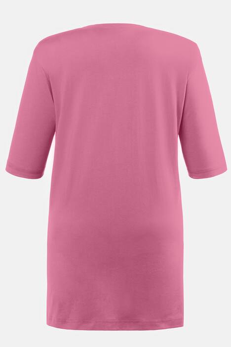 T-shirt, okrągły dekolt, luźny krój, rękaw 1/2