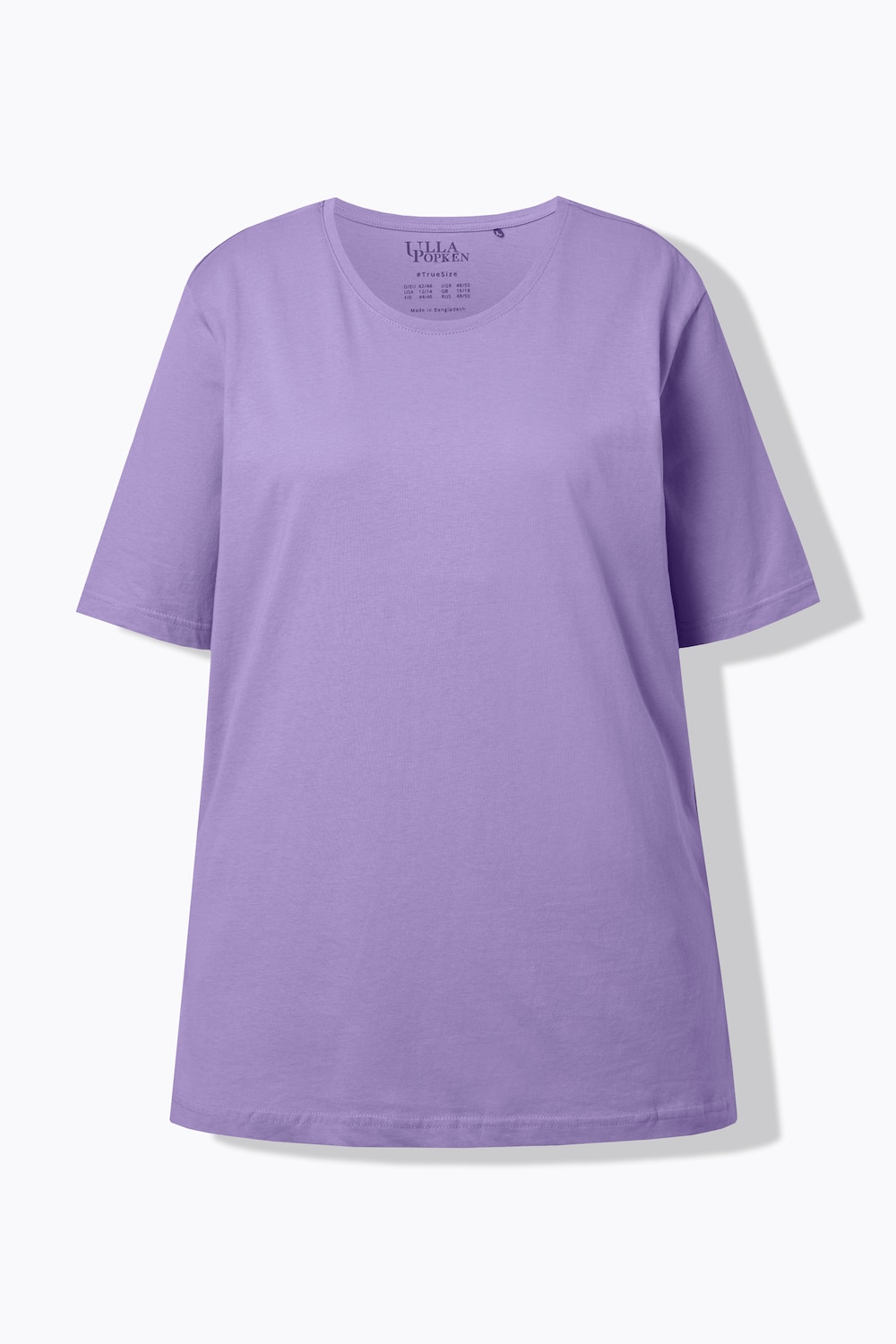 Stora storlekar T-shirt med rund hals, Dam, lila, storlek: 54/56, Bomull, Ulla Popken