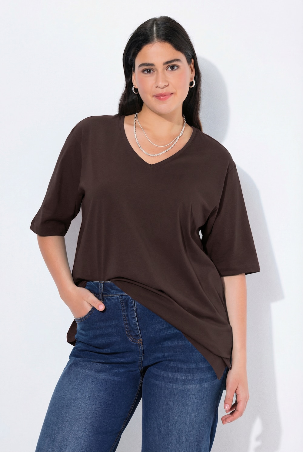 T-Shirt, V-Ausschnitt, Relaxed, Halbarm