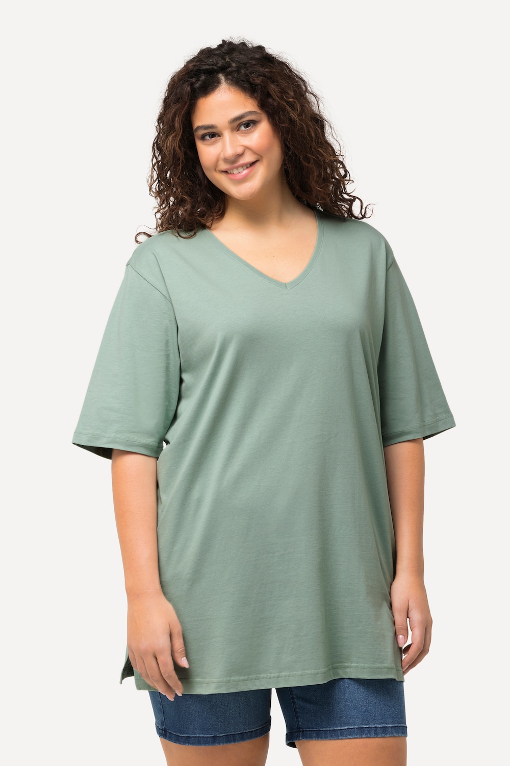 Große Größen T-Shirt, Damen, türkis, Größe: 46/48, Baumwolle, Ulla Popken