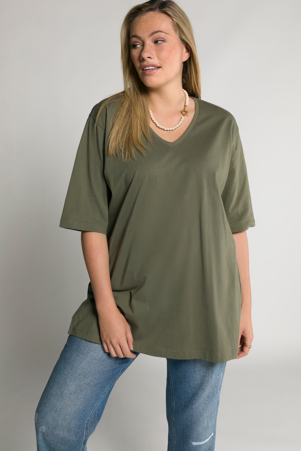 Grote Maten T-shirt, Dames, groen, Maat: 46/48, Ulla Popken