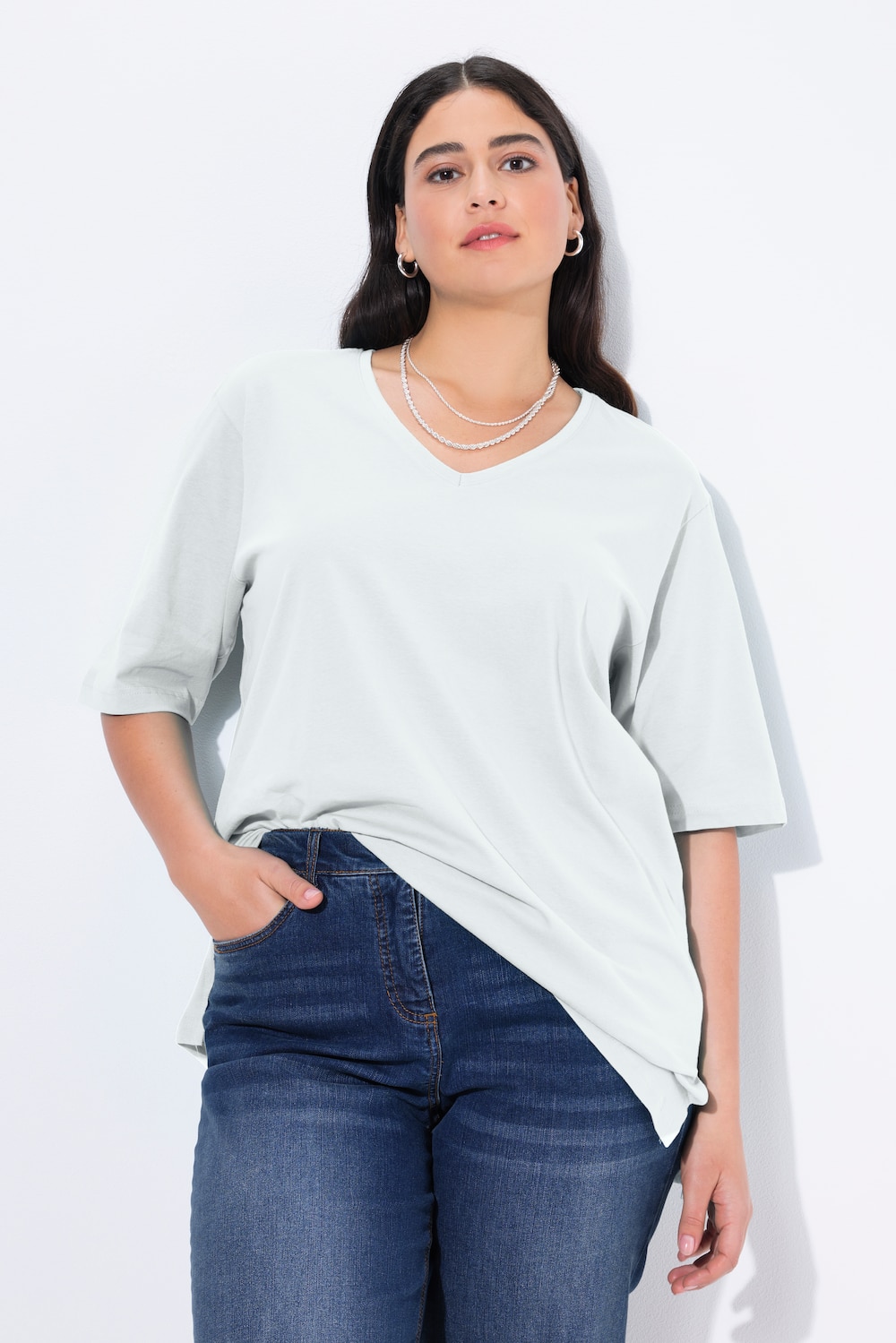 T-Shirt, V-Ausschnitt, Relaxed, Halbarm