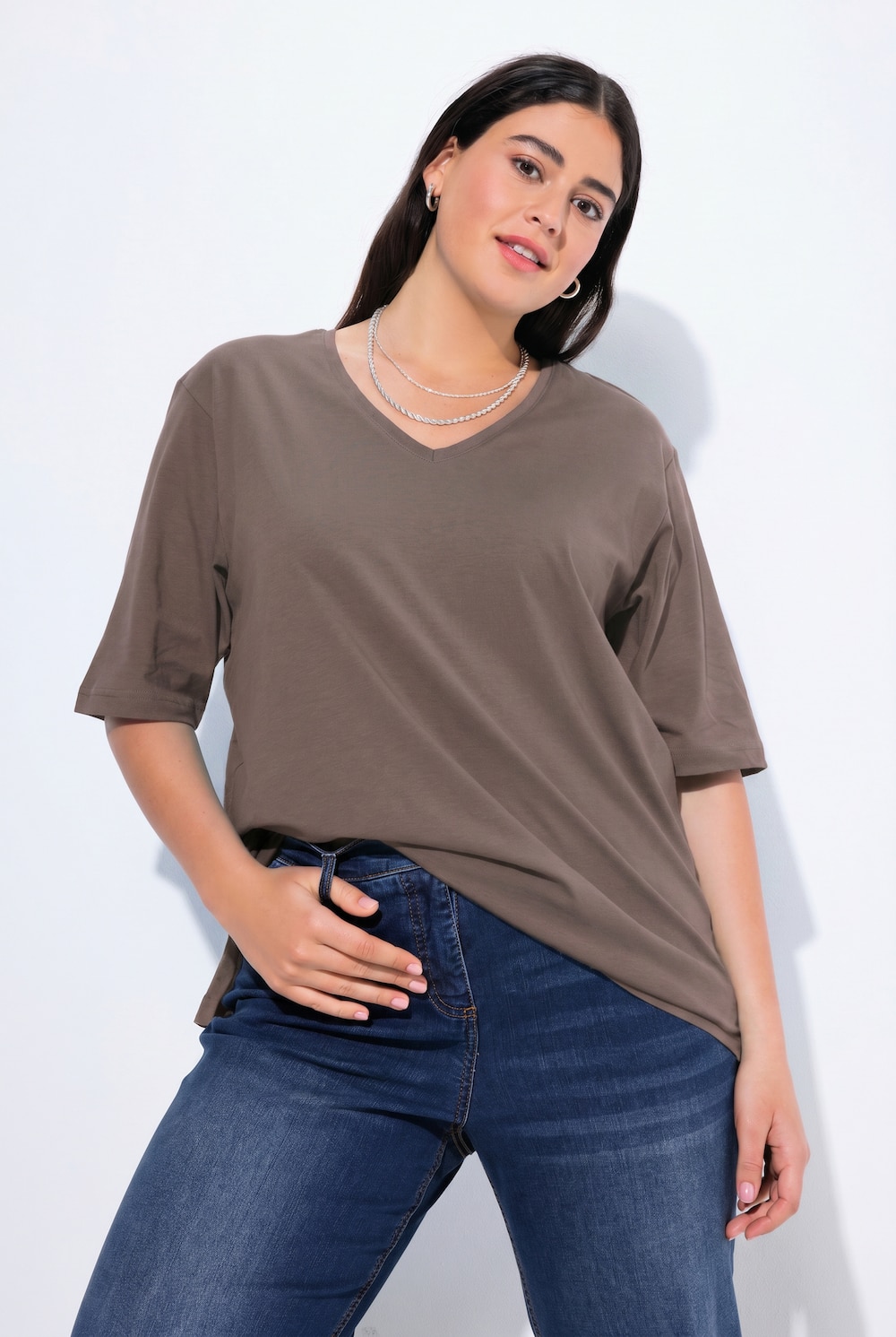T-Shirt, V-Ausschnitt, Relaxed, Halbarm