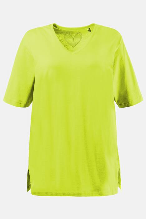 T-shirt, dekolt w serek, luźny krój, rękaw 1/2