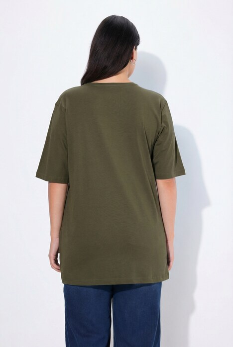 T-shirt, V-hals, relaxed, korte mouw