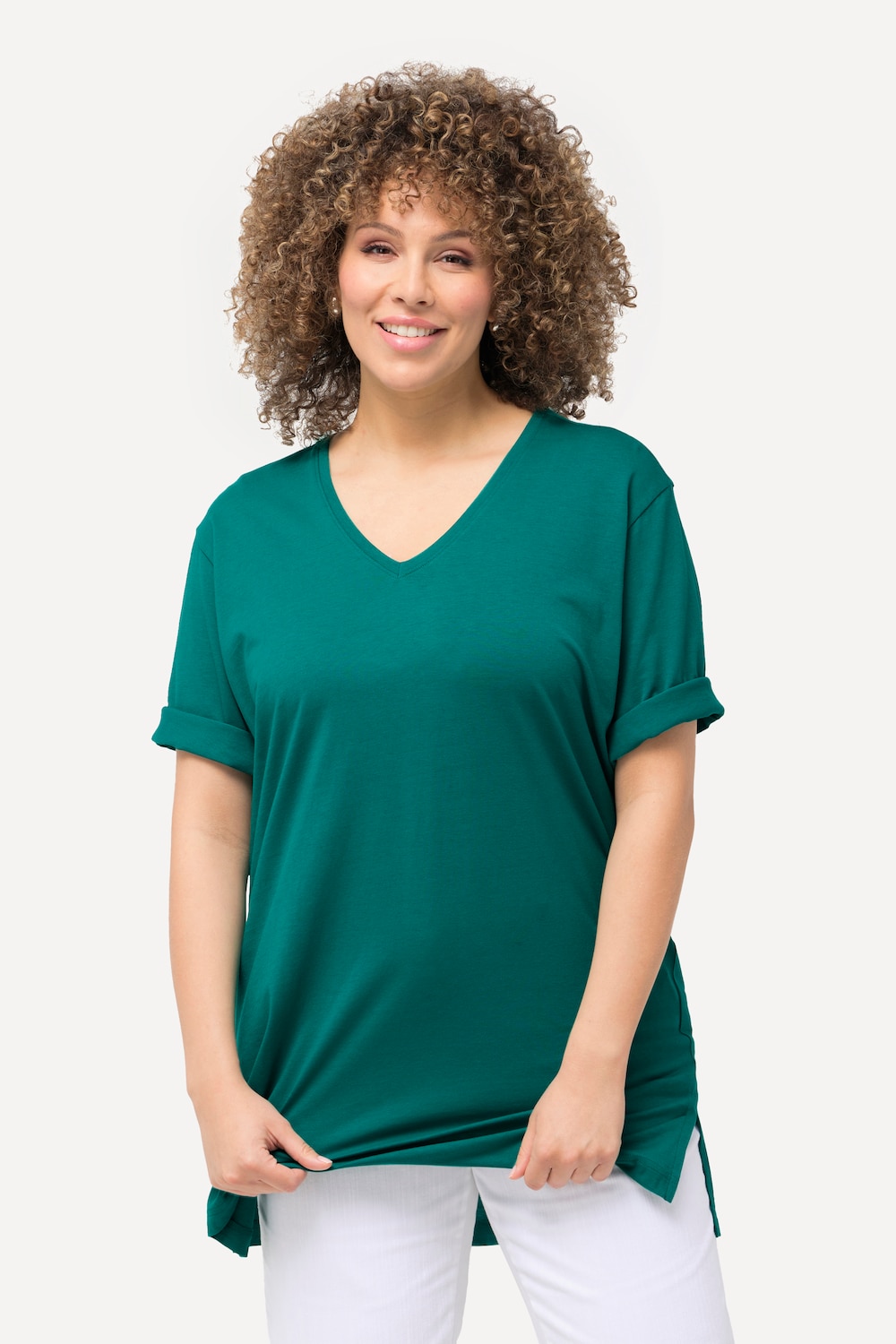 T-shirt, V-hals, relaxed, korte mouw
