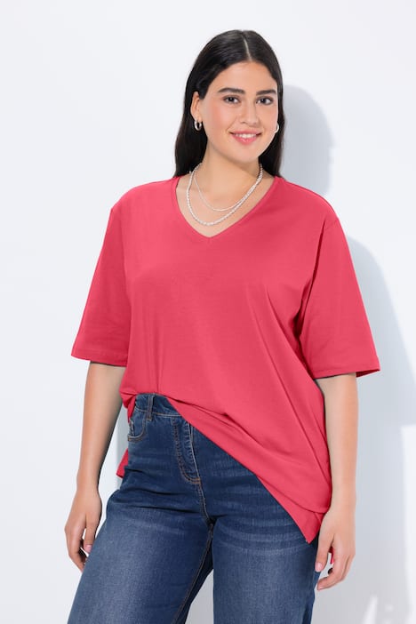 T-Shirt, V-Ausschnitt, Relaxed, Halbarm