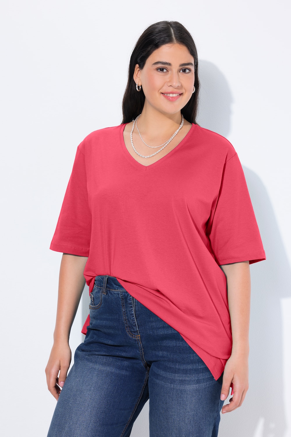 T-Shirt, V-Ausschnitt, Relaxed, Halbarm