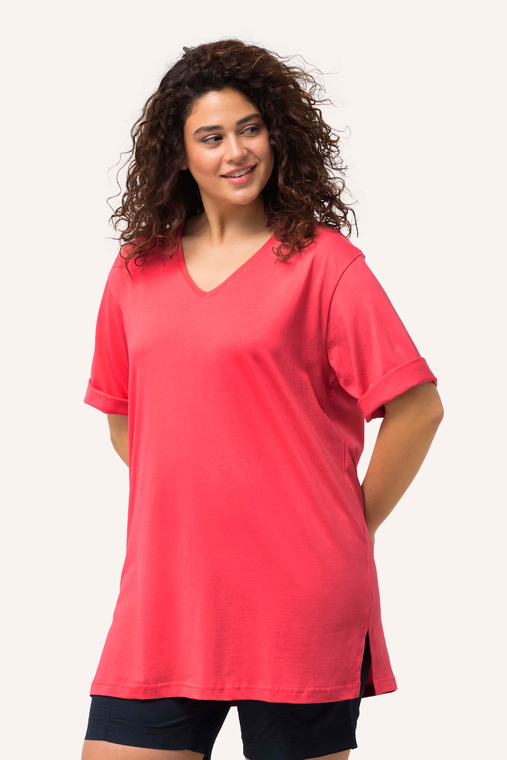 Grote Maten T-shirt, Dames, rood, Maat: 50/52, Katoen/Viscose, Ulla Popken