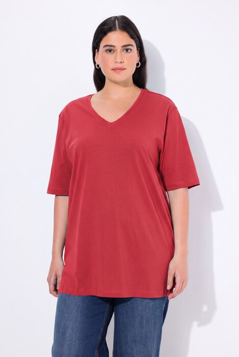 T-shirt, V-hals, relaxed, korte mouw