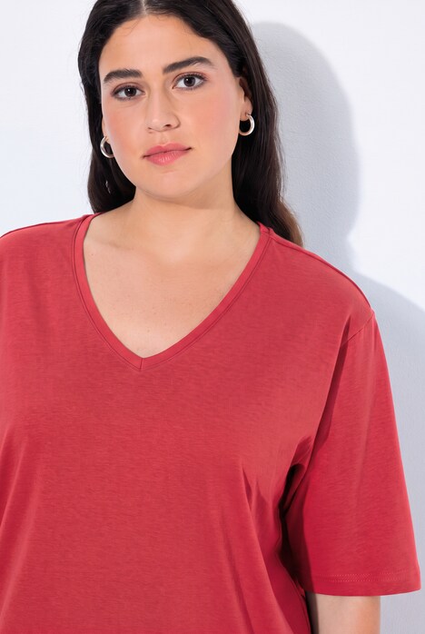 T-shirt, V-hals, relaxed, korte mouw