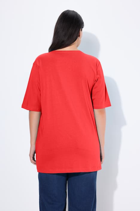 T-shirt, V-hals, relaxed, korte mouw