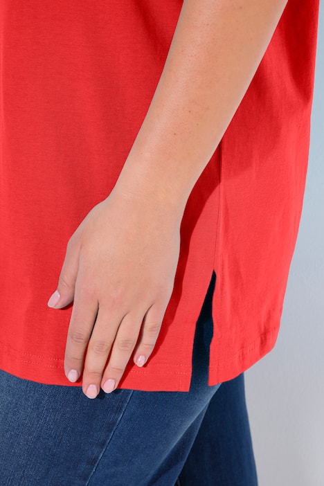 T-shirt, V-hals, relaxed, korte mouw