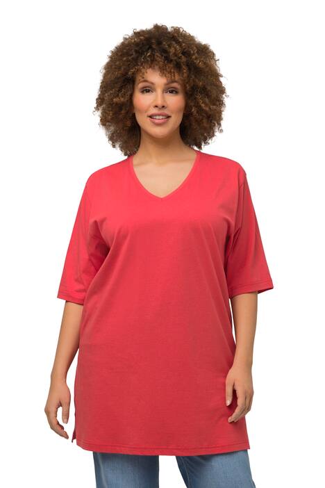 Tričko, výstřih do V, střih Relax, krátké rukávy