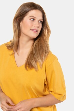 Duże rozmiary T-shirt Basic, damska, żółty narcyz, rozmiar: 62/64, bawełna, Ulla Popken