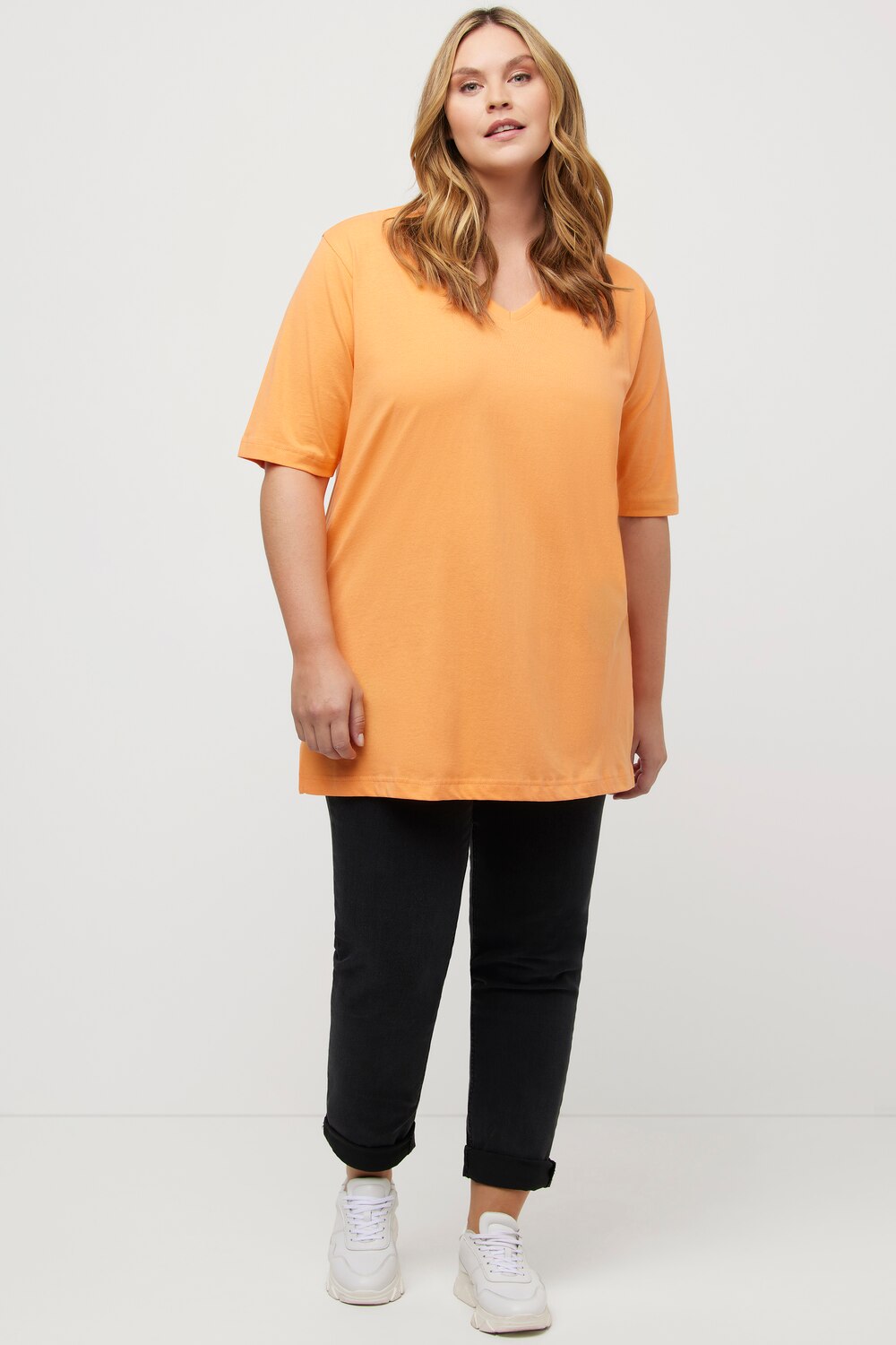 Grote Maten T-shirt, Dames, oranje, Maat: 62/64, Ulla Popken