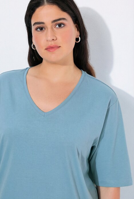 T-shirt, V-hals, relaxed, korte mouw