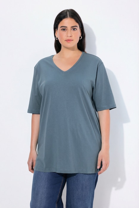 T-shirt, V-hals, relaxed, korte mouw