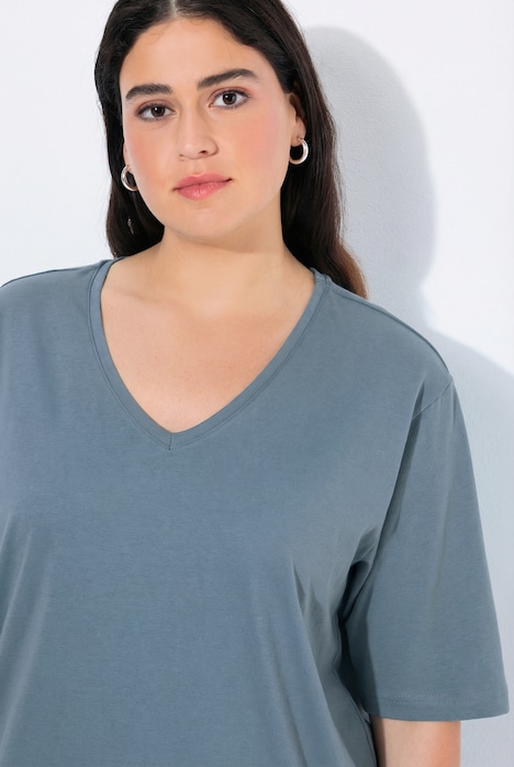 T-shirt, V-hals, relaxed, korte mouw