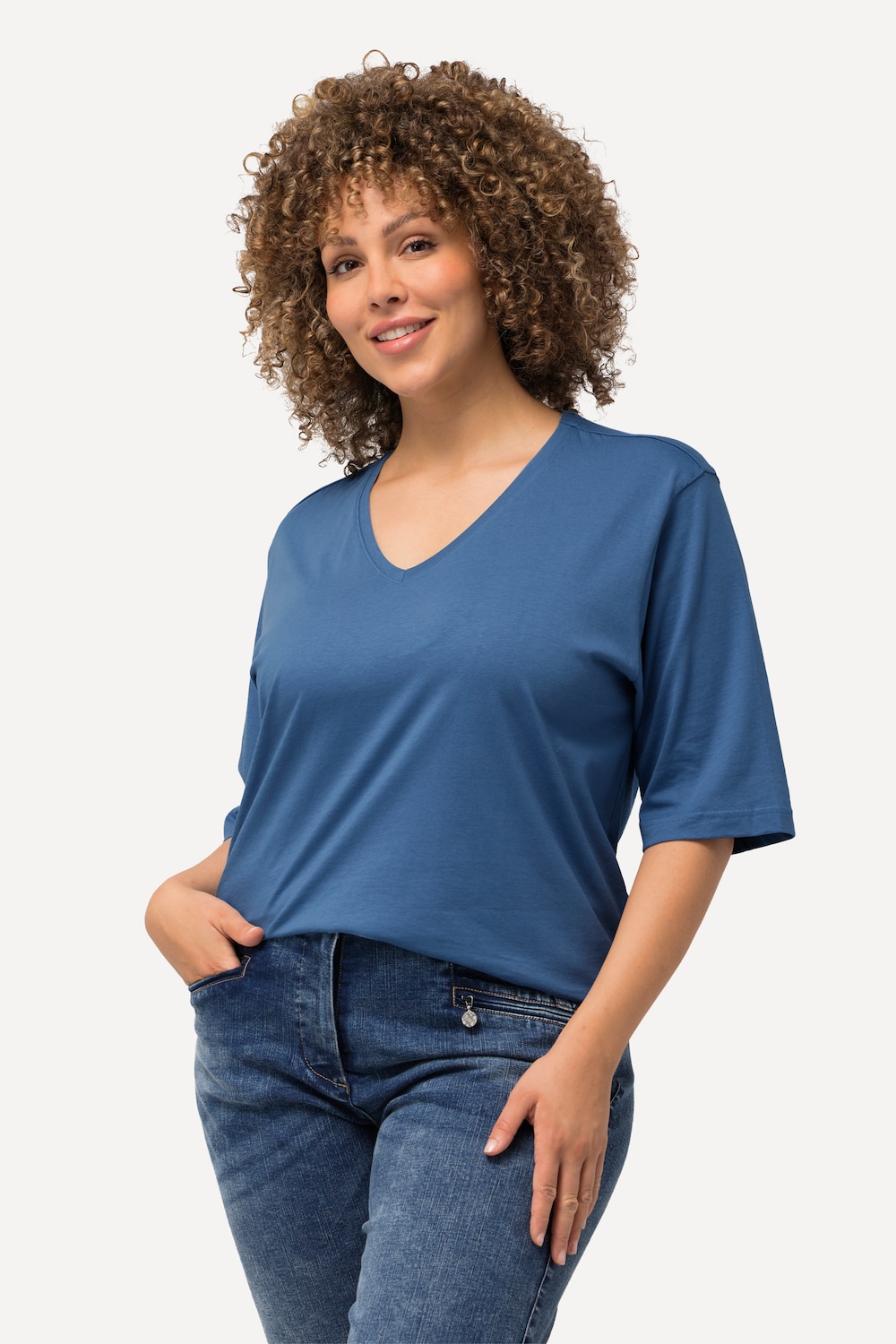 Grote Maten T-shirt, Dames, blauw, Maat: 42/44, Ulla Popken